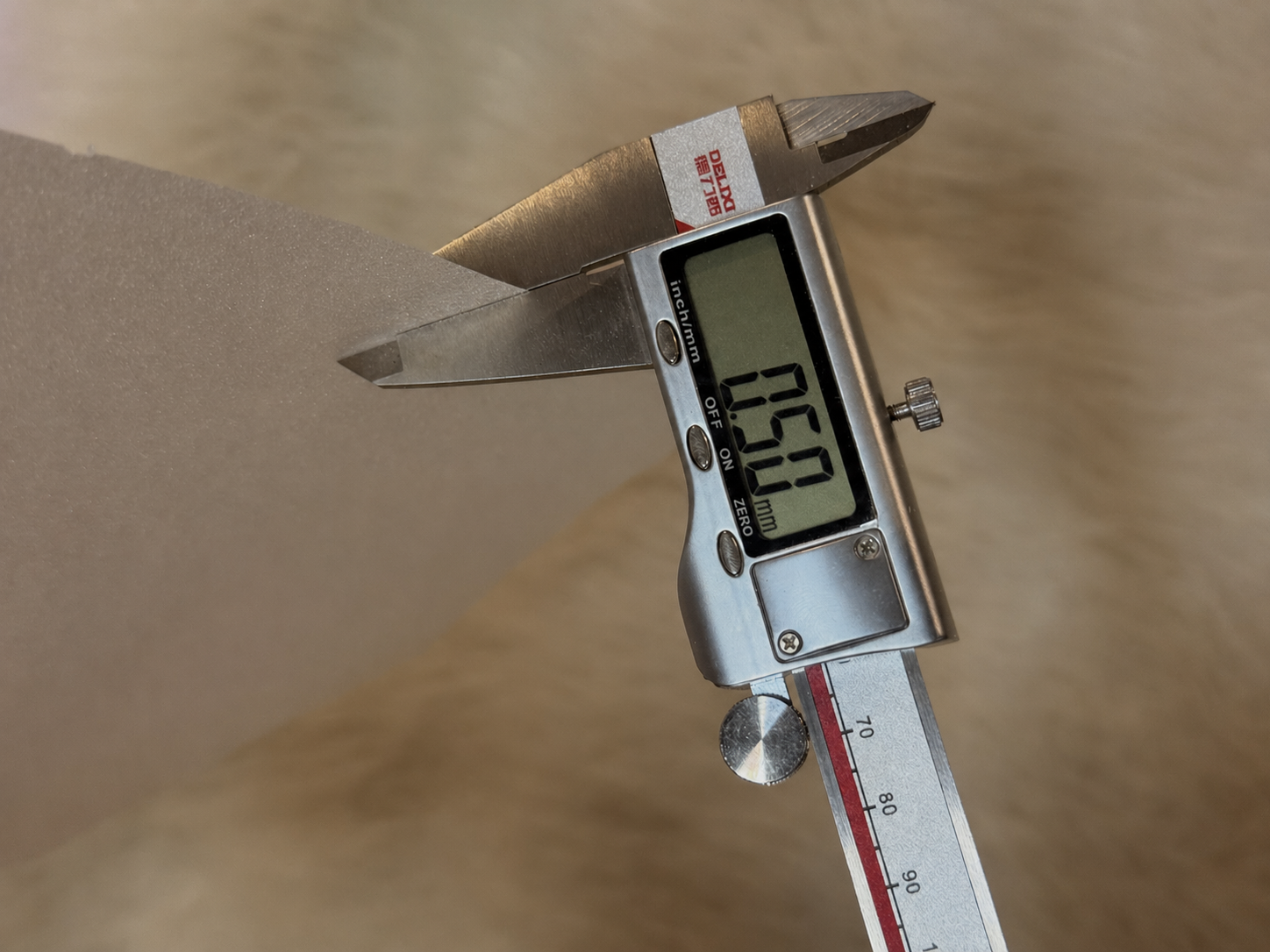 0.5mm foam thickness measured with calipers